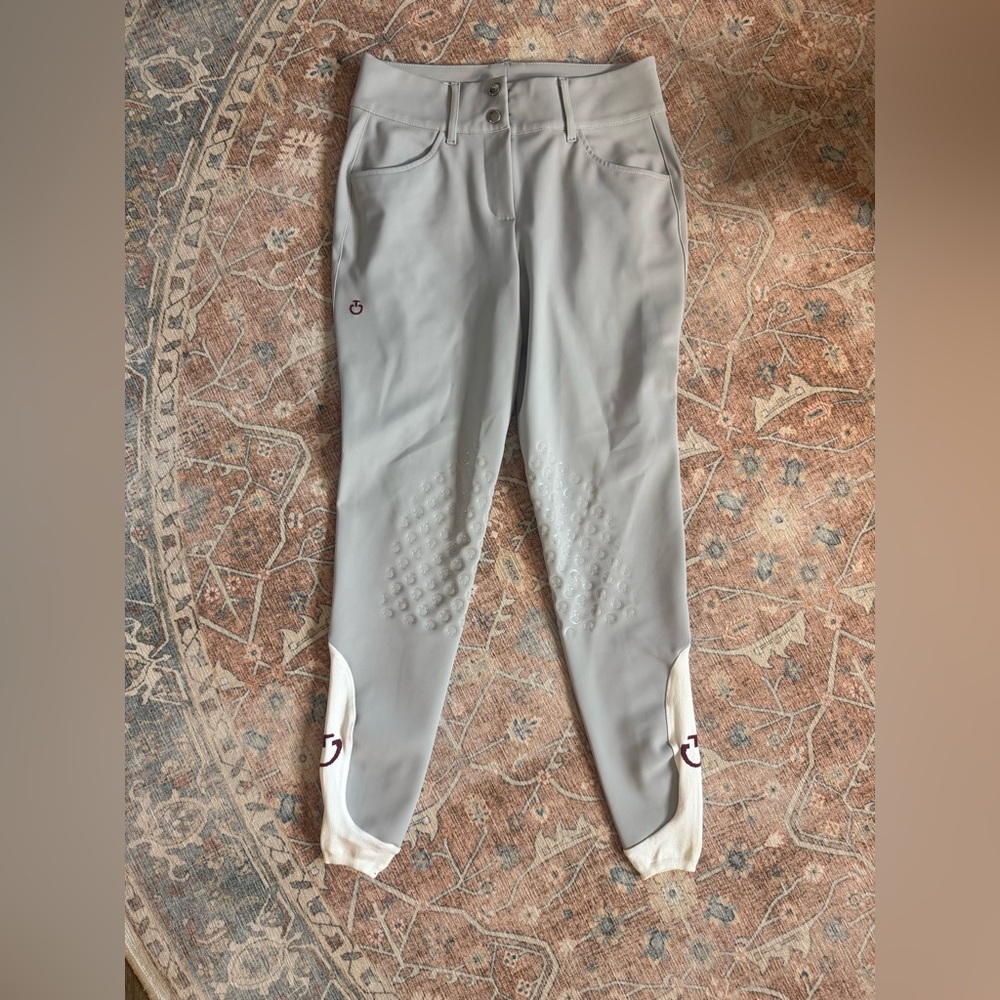 🩶 Pikeur Grey Riding Breeches Silicone Grip, Mid-Rise Equestrian Pants, Size 10